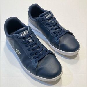 Lacoste Size 8.5 Carnaby Evo BL Navy Blue Leather Sneakers